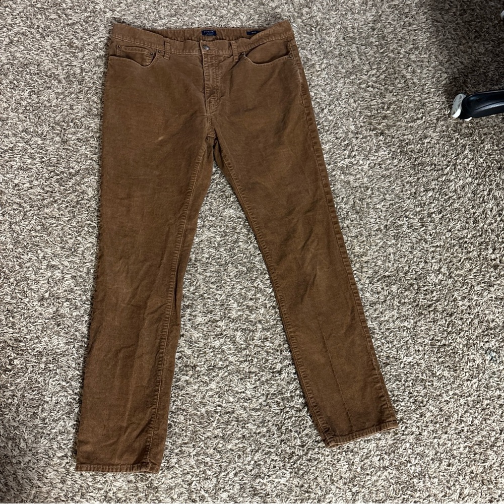 J Crew Corduroy Pants Mens 35x32 Brown‎ 484 Slim Fit 5 Pocket Chino Jean Stretch